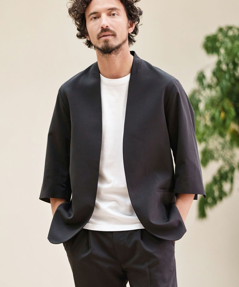 CAMBIO(カンビオ)】Minimal 3-4 Sleeve Collarless Jacket カラーレス