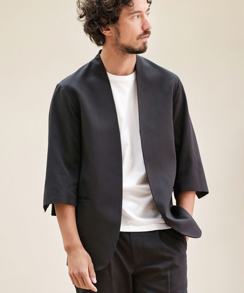 CAMBIO(カンビオ)】Minimal 3-4 Sleeve Collarless Jacket カラーレス