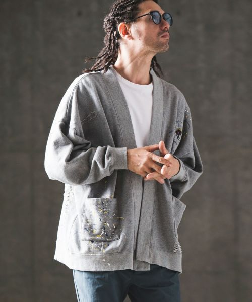 mcg3190- Used processing minimal cardigan sweatshirts カーディガン-