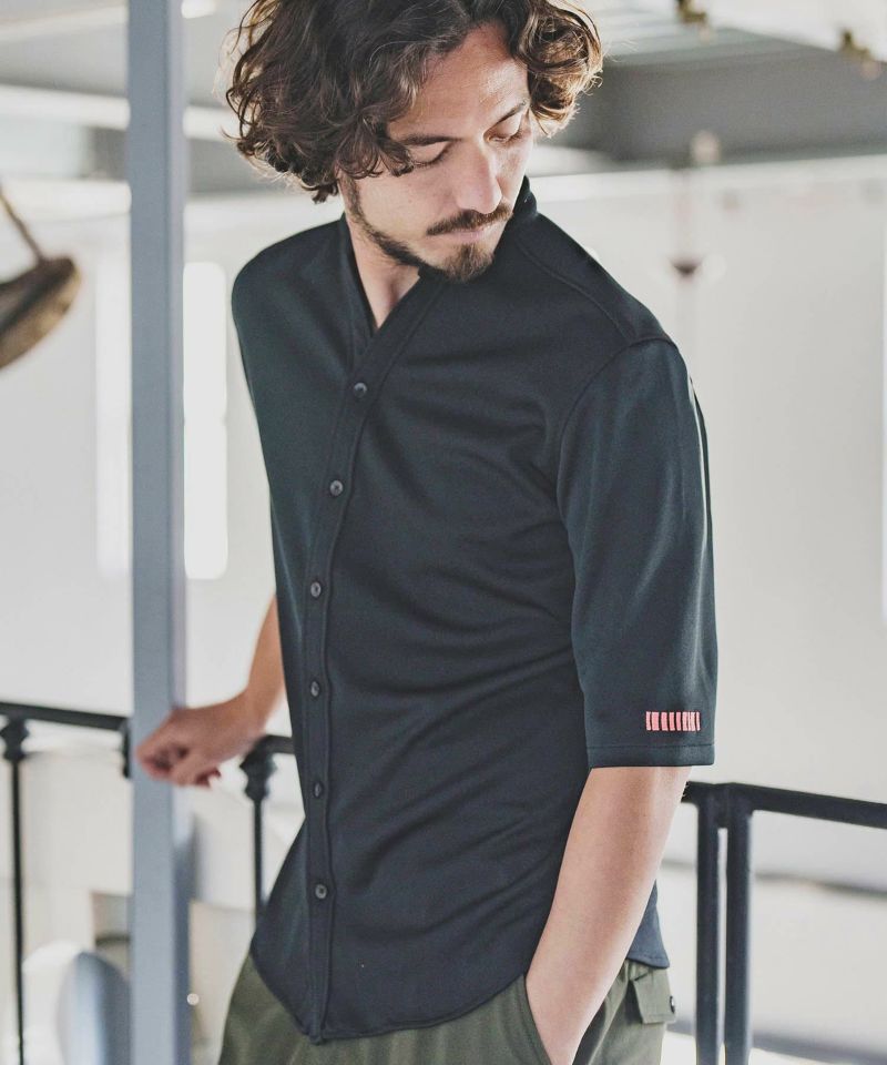 30%OFF【felkod(フィルコッド)】Collarless V neck Half Sleeve Over