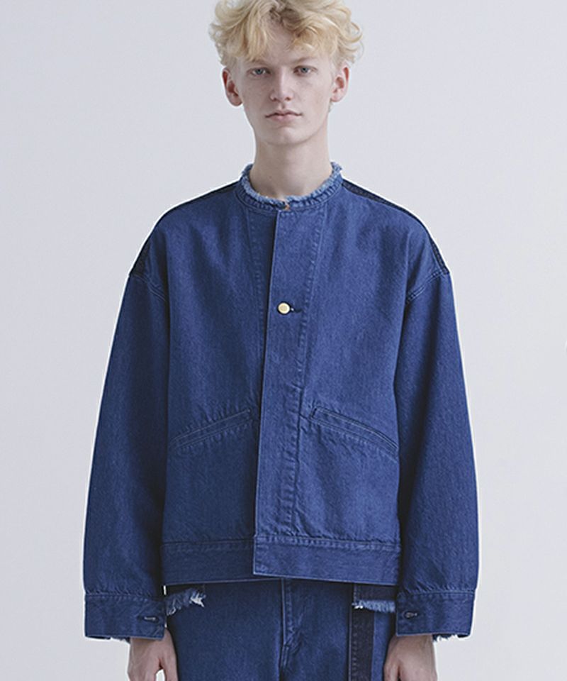 【CULLNI(クルニ)】Cut-off Band Collar Denim Blouson デニムジャケット(23-SS-001)