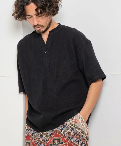 Magine(マージン)】THERMAL HENLEY NECK HALF SLEEVE CUT SEW 半袖