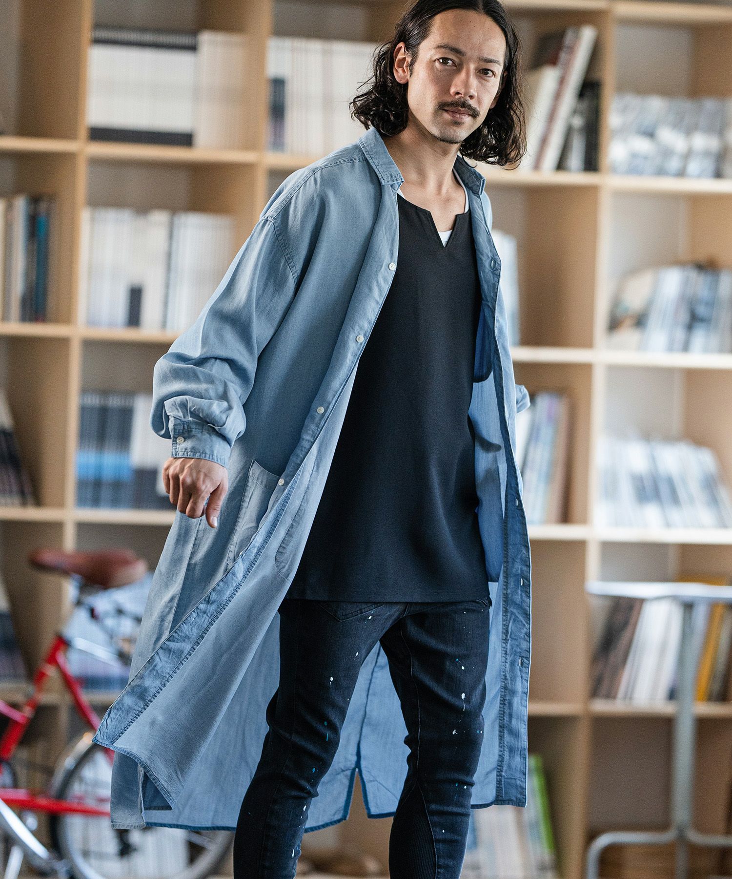 30%OFF【CAMBIO(カンビオ)】Indigo Soft Natural Fabric Long Cardigan