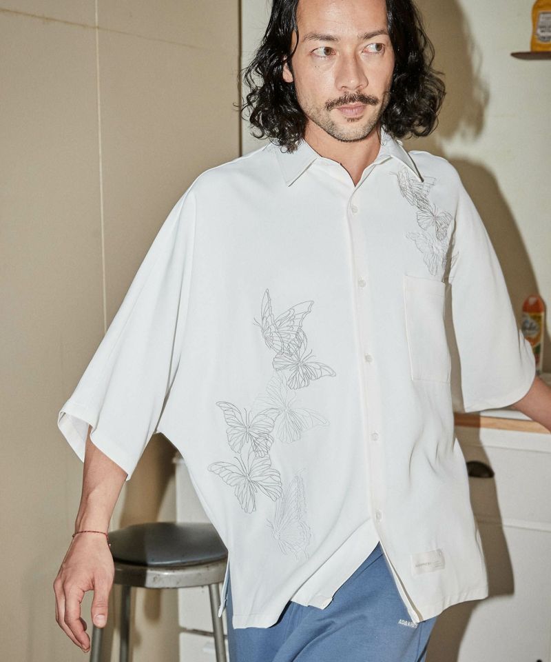 【ADAM PATEK(アダムパテック)】butterfly embroidery short sleeve shirt  シャツ(AP2315033)(AP2314033)