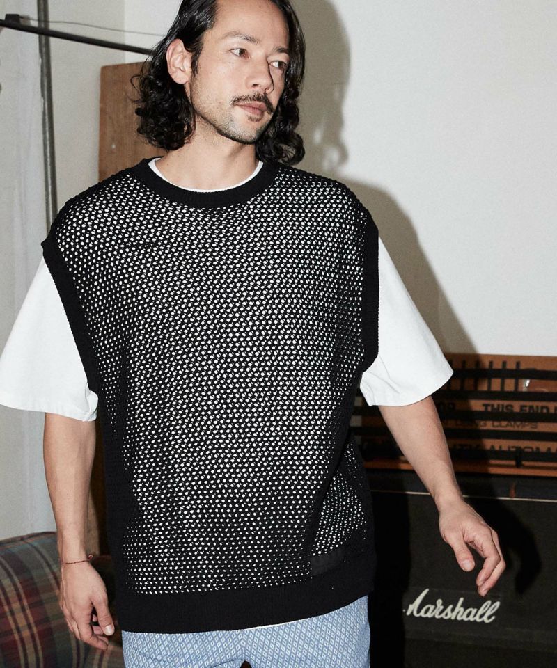 ADAM PATEK(アダムパテック)】 mesh knit vest ベスト(AP2311018