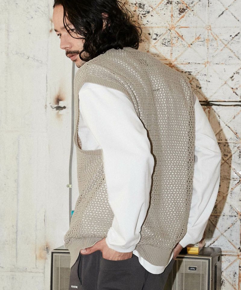 ADAM PATEK(アダムパテック)】 mesh knit vest ベスト(AP2311018