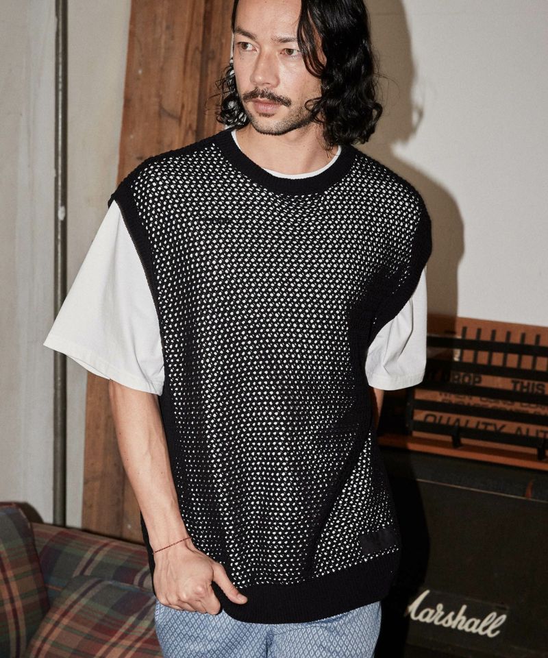 ADAM PATEK(アダムパテック)】 mesh knit vest ベスト(AP2311018