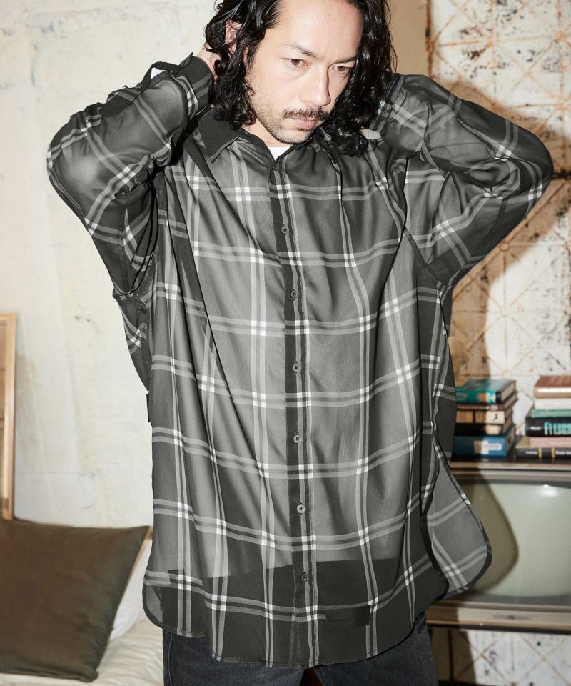 30%OFF【ADAM PATEK(アダムパテック)】sheer check shirt シャツ