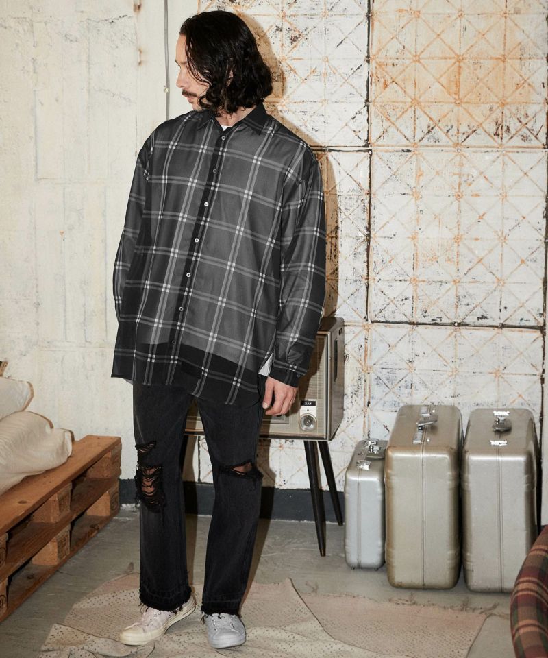 ADAM PATEK/アダムパテック】sheer check shirt シアーチェックシャツ-