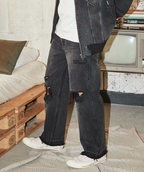 【ADAM PATEK(アダムパテック)】blast looose grunge denim  デニムパンツ(AP2318011)