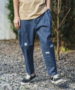 CAMBIO(カンビオ)】 Hickory Stripe Distressed Denim Pants デニム