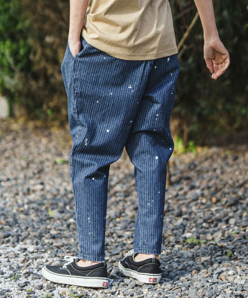 CAMBIO(カンビオ)】 Hickory Stripe Distressed Denim Pants デニム