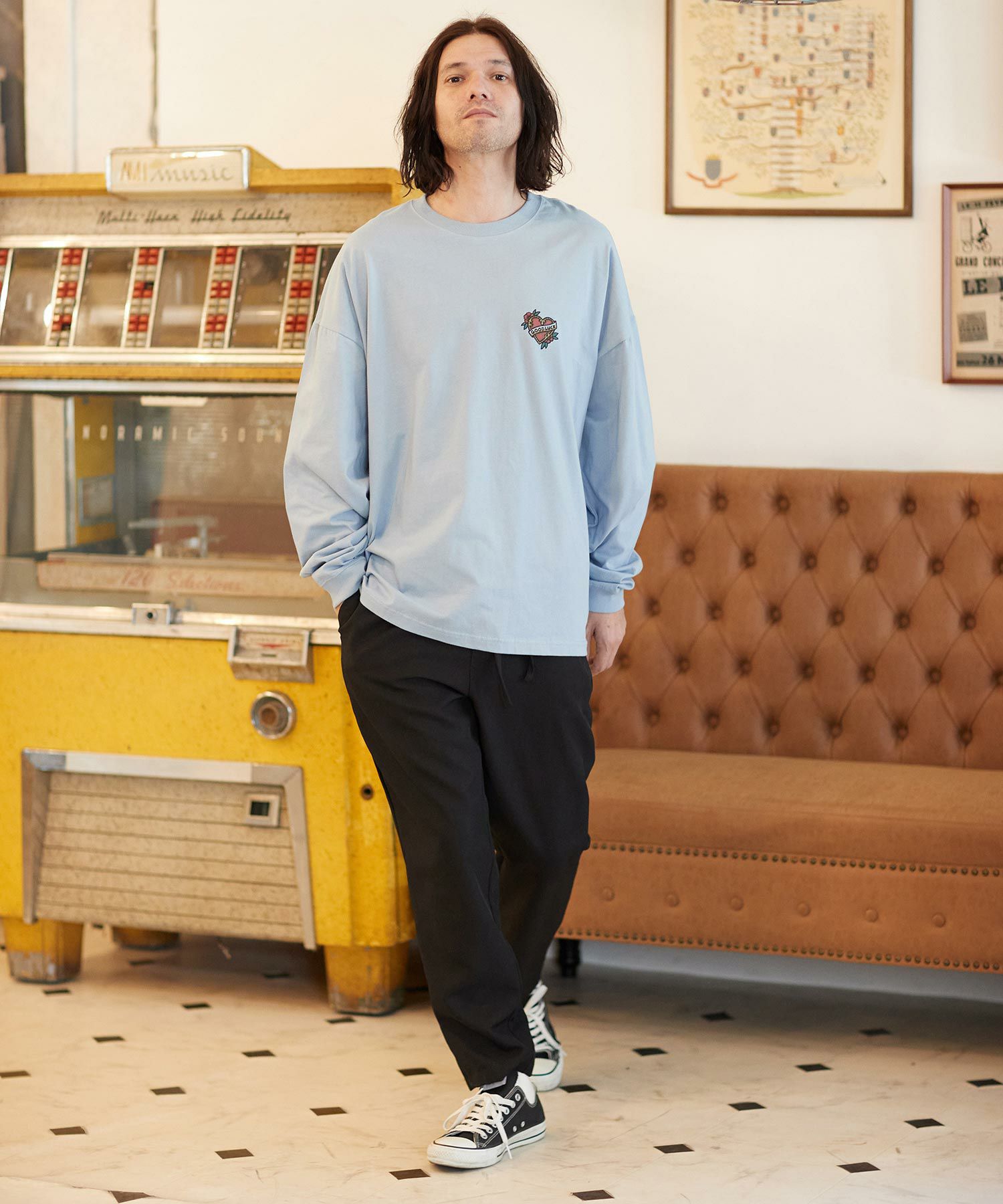 CAMBIO(カンビオ)】アメトラ風タトゥーデザインビッグシルエットロンT