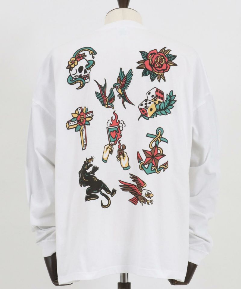 CAMBIO(カンビオ)】アメトラ風タトゥーデザインビッグシルエットロンT