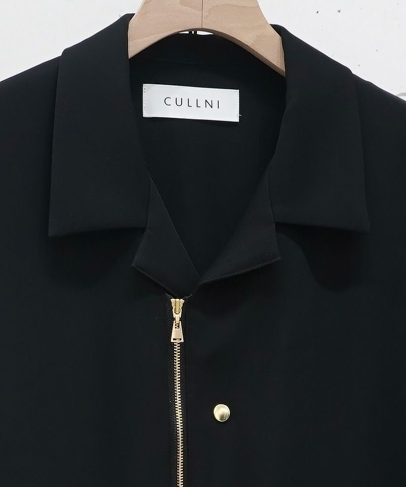 CULLNI(クルニ)】 Zip Front Open Collar Short Sleeve Shirt オープン