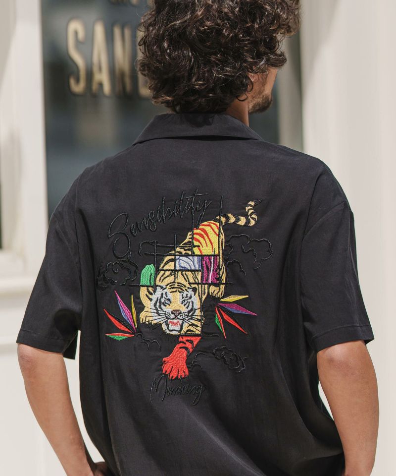 CAMBIO(カンビオ)】Oriental Tiger Embroidery Souvenir Shirts シャツ 