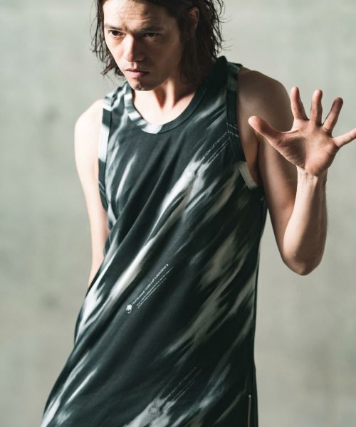 30%OFF【GLIMCLAP(グリムクラップ)】Patterned tank top-monochrome geometric pattern- タンクトップ(14-044-gls-cd)
