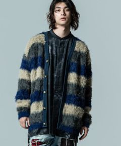 glamb(グラム)】Fuzzy Border Cardigan ファジーボーダーカーディガン