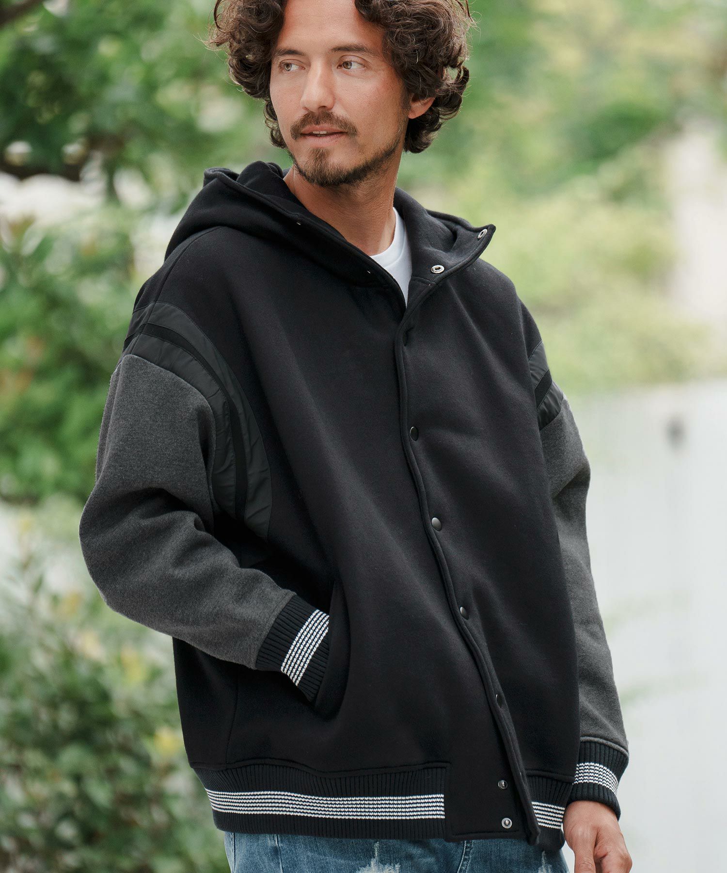 CAMBIO(カンビオ)】Back Brushed Sweat Hooded Studium Jacket 