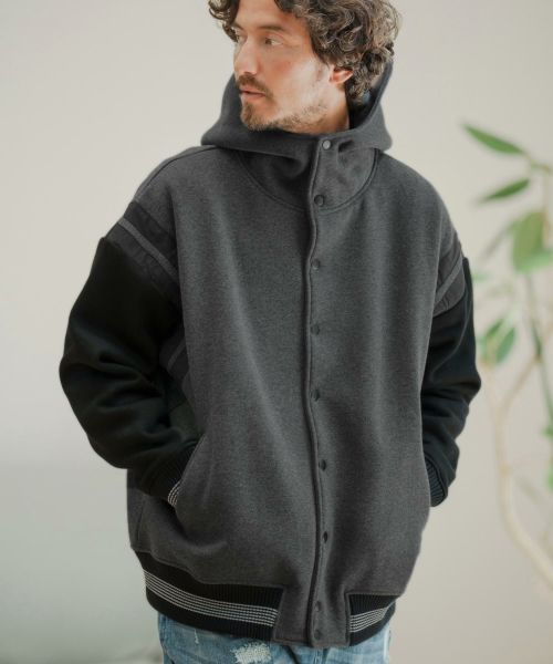 CAMBIO(カンビオ)】Back Brushed Sweat Hooded Studium Jacket スタジャン(A10923cmb) |  CAMBIO カンビオ