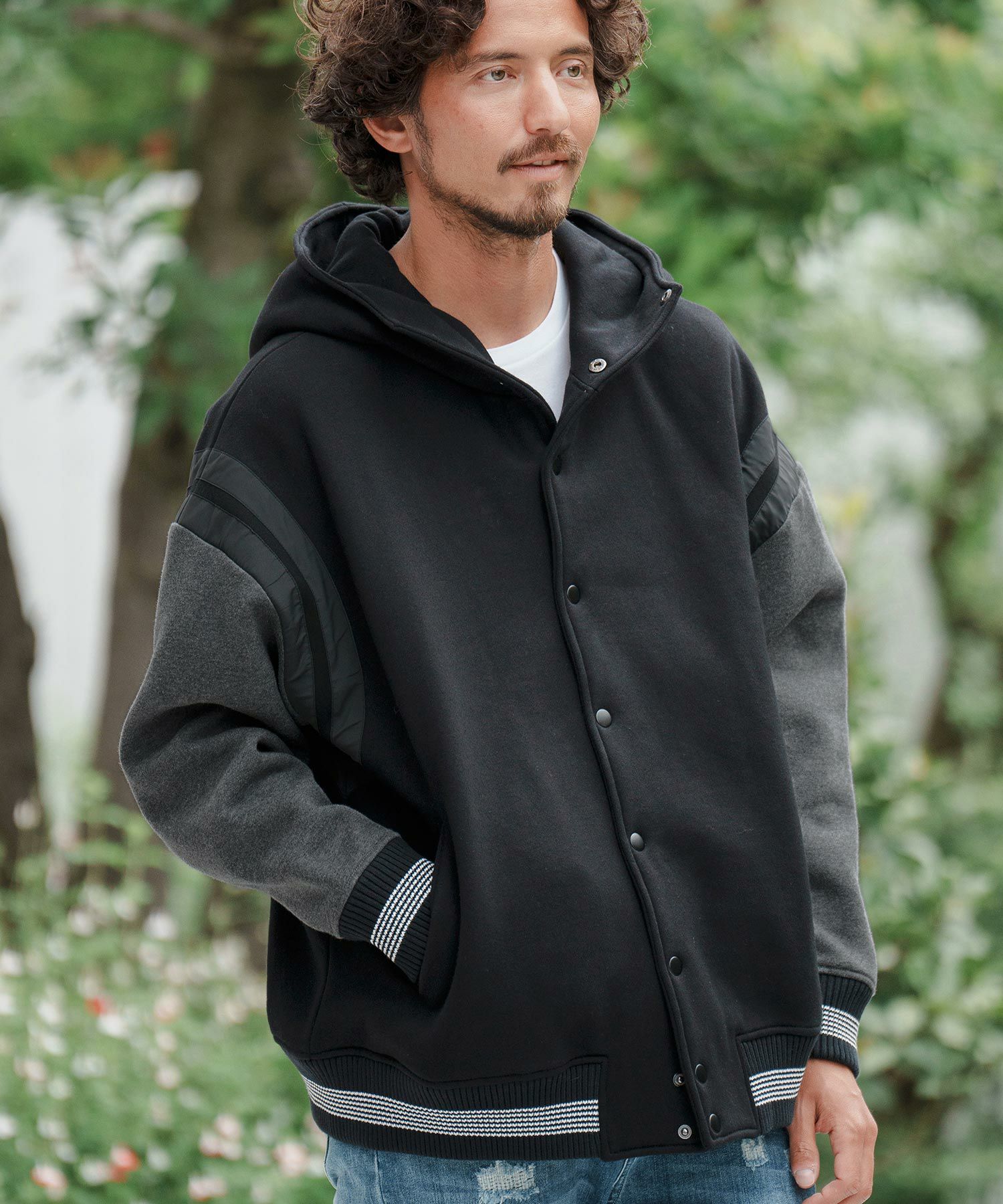 CAMBIO(カンビオ)】Back Brushed Sweat Hooded Studium Jacket 