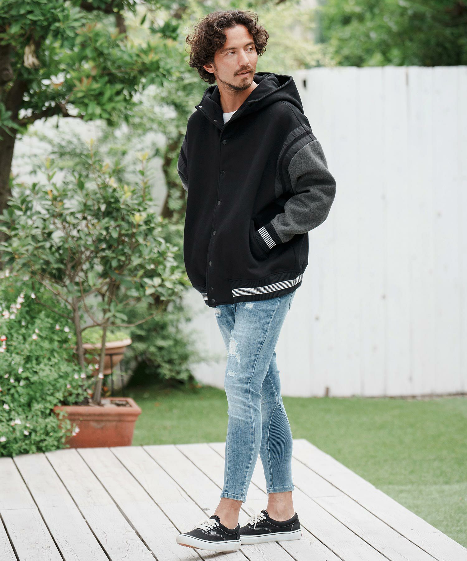 CAMBIO(カンビオ)】Back Brushed Sweat Hooded Studium Jacket 