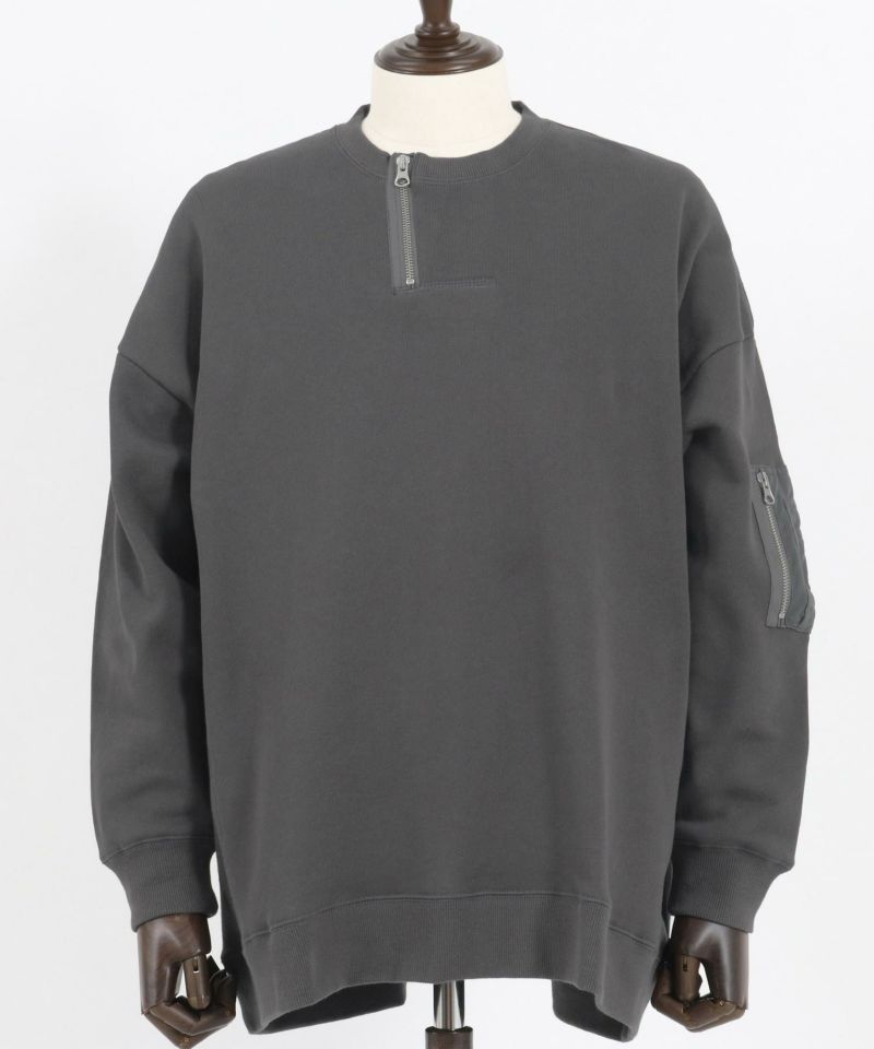 CAMBIO(カンビオ)】Zip Henley Neck Sweat Pullover プルオーバー