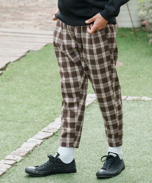 CAMBIO(カンビオ)】Brushed TR Check Tapered Pants テーパードパンツ