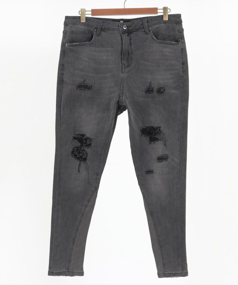 CAMBIO(カンビオ)】Distressed Hem Rib Denim Pants デニムパンツ 