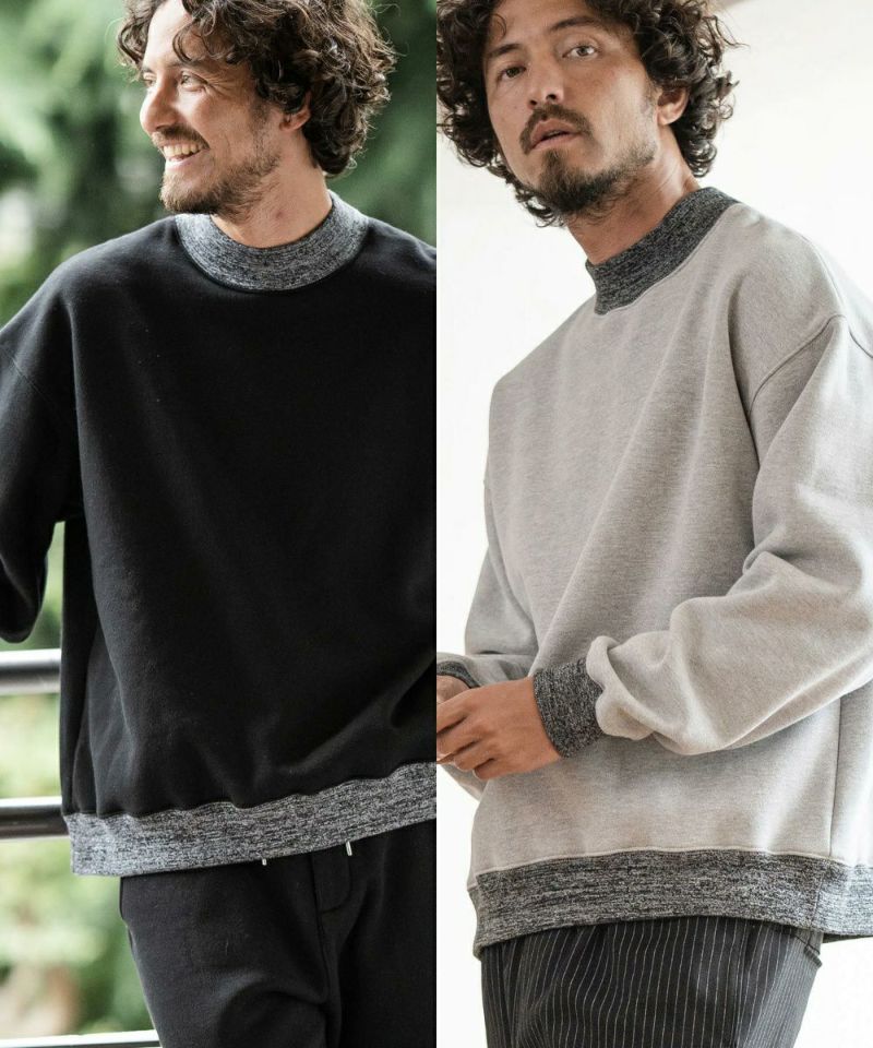 Magine(マージン)】MELANGE RIB BRUSHED SWEAT MOCK NECK PULLOVER