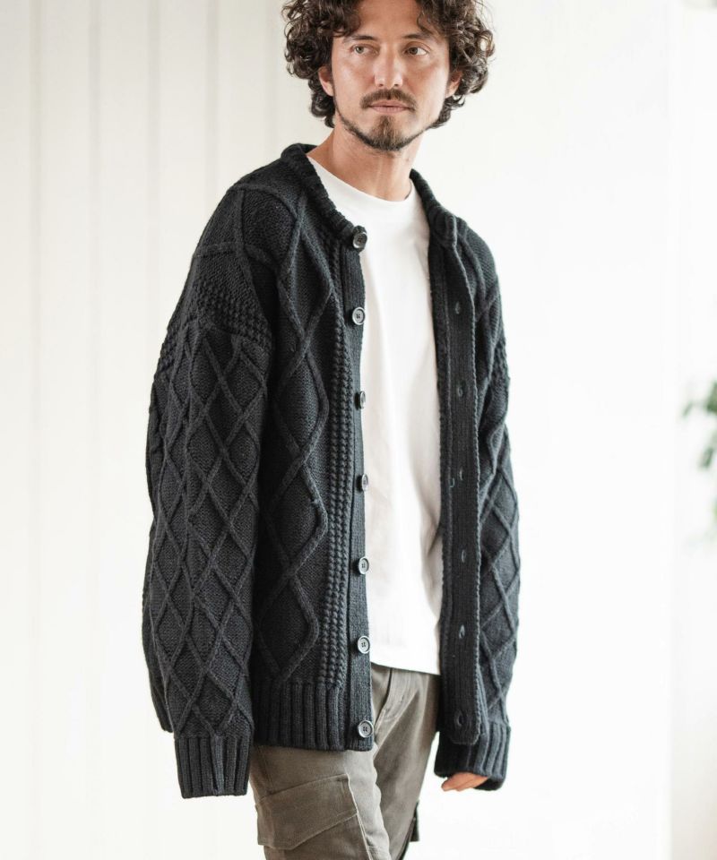 Magine(マージン)】DIAMOND CABLE CREW NECK KNIT CARDIGAN