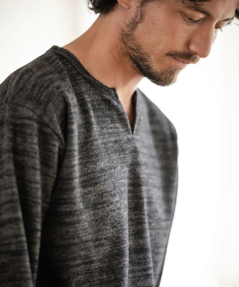 Magine(マージン)】BRUSHED KNIT SEW KEY NECK PULLOVER カットソー