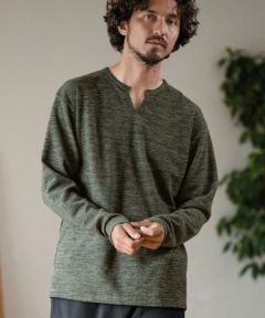 Magine(マージン)】BRUSHED KNIT SEW KEY NECK PULLOVER カットソー