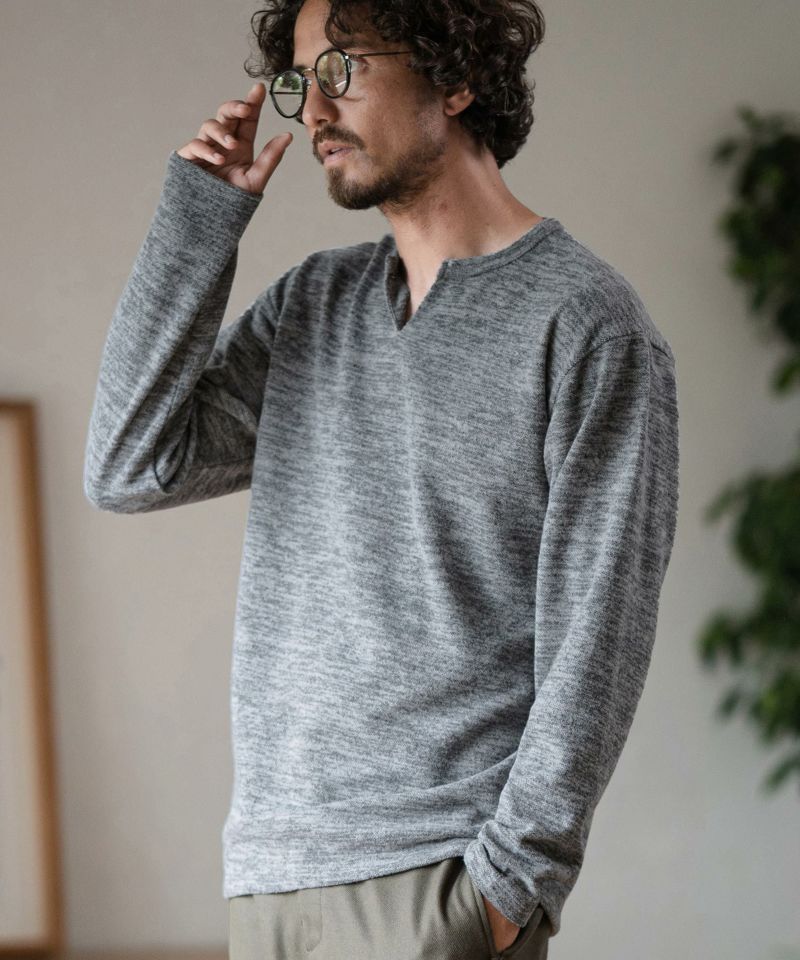 Magine(マージン)】BRUSHED KNIT SEW KEY NECK PULLOVER カットソー