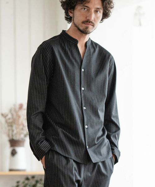 Magine(マージン)】STRETCH CORDUROY BAND COLLAR SKIPPER SHIRTS