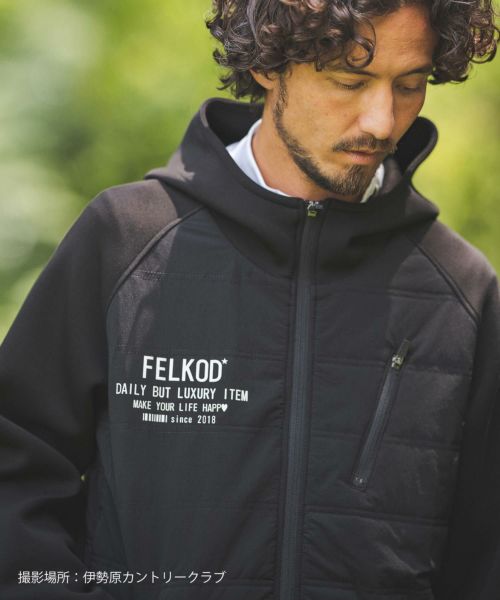 50%OFF【felkod(フィルコッド)】Quilting Mix Cardboard Knit Zip Up Parka パーカー(F23A210)