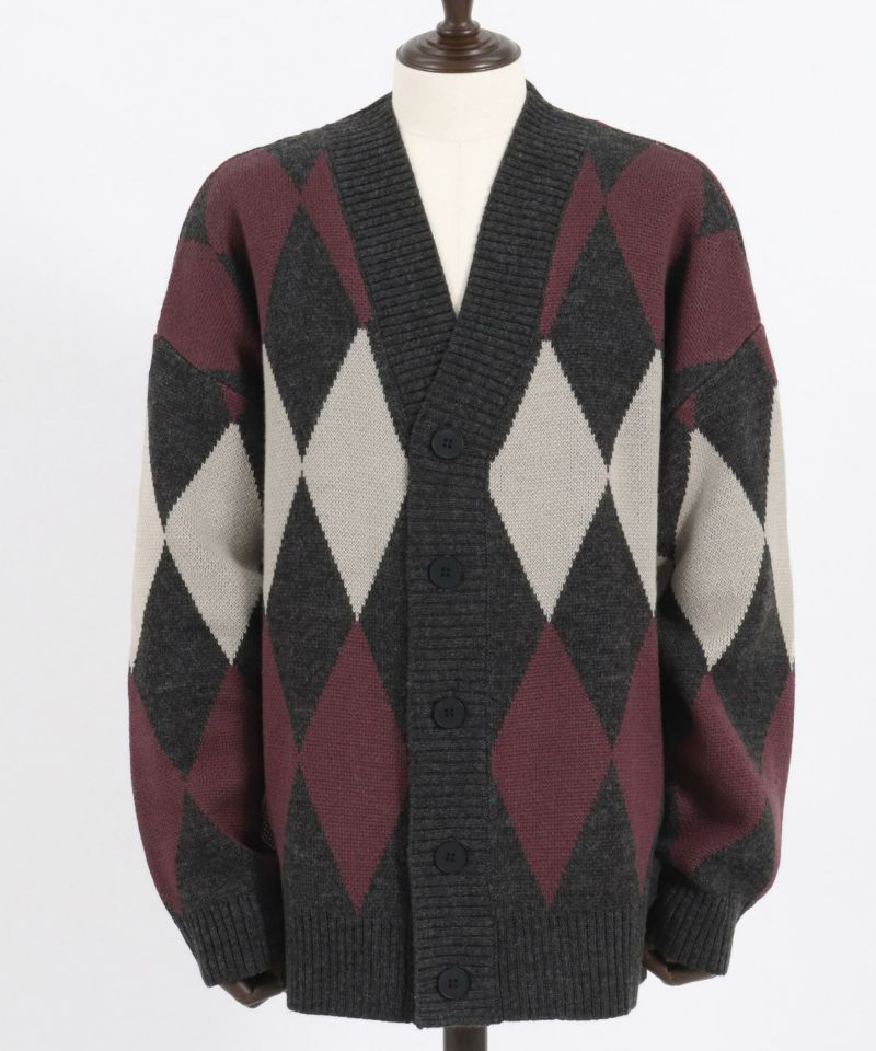 TAUPE - トープ - Strain Argyle Cardigan - ストレインアーガイルカーディガン - SHINKIROU