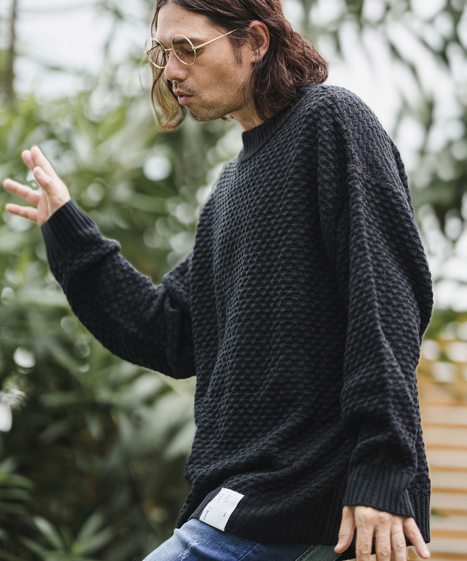 CAMBIO(カンビオ)】Waffle Mock Neck Knit Pullover ニット(PF-232-004