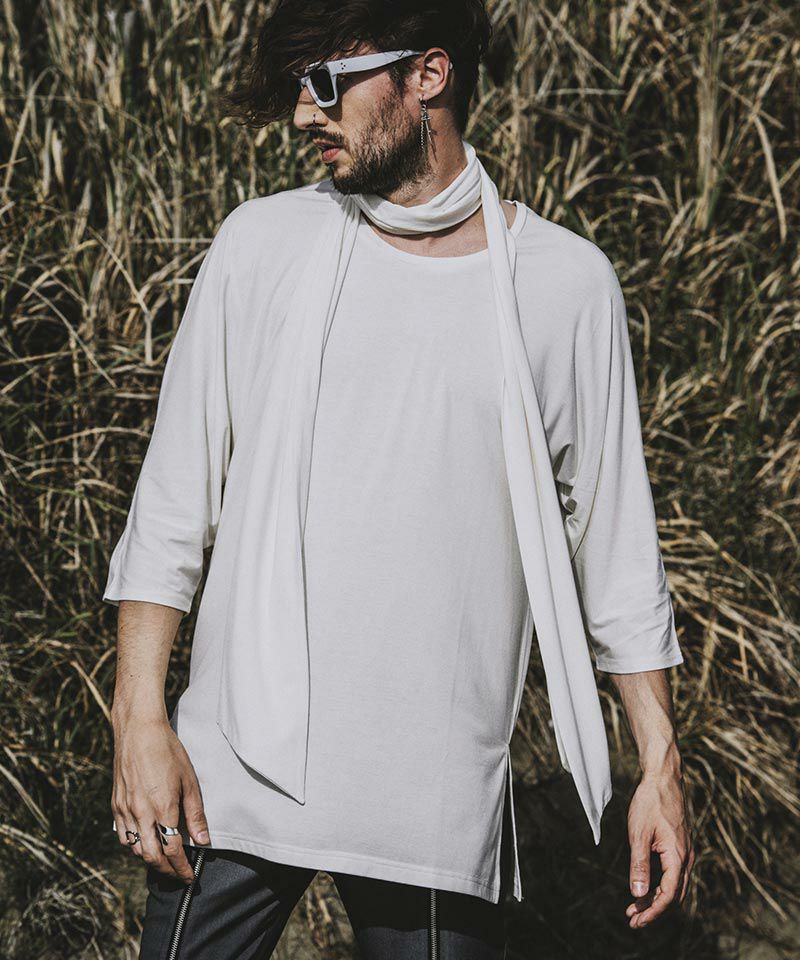 70%OFF【NO ID.(ノーアイディー)】ｽﾄｰﾙ付ﾄﾞﾙﾏﾝｽﾘｰﾌﾞU-N-T カットソー