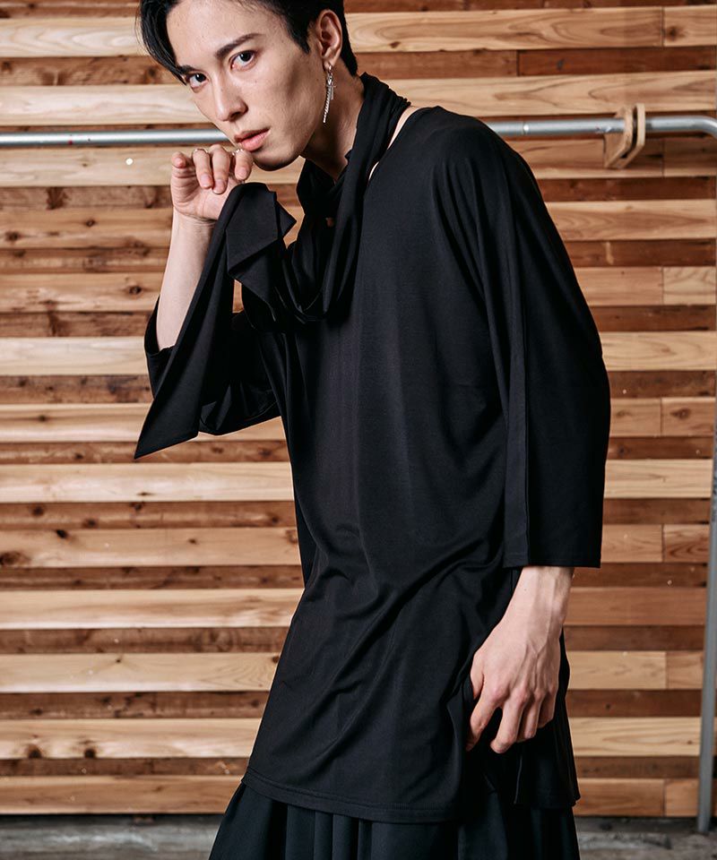 70%OFF【NO ID.(ノーアイディー)】ｽﾄｰﾙ付ﾄﾞﾙﾏﾝｽﾘｰﾌﾞU-N-T カットソー