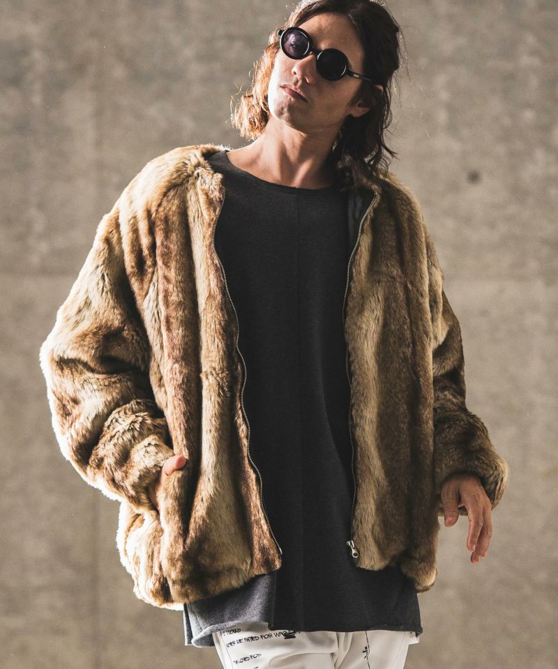 50%OFF【GLIMCLAP(グリムクラップ)】Fake fur collarless design