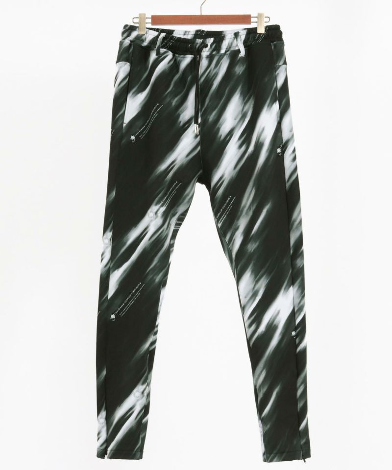 GLIMCLAP(グリムクラップ)】Black-and-white patterned jersey pants