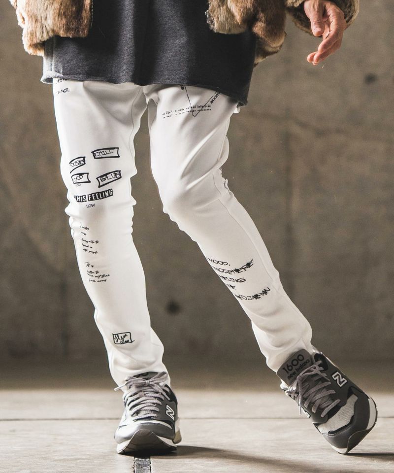 【GLIMCLAP(グリムクラップ)】【予約販売サイズ・カラーにより納期異なる】Hand writing-esque pattern jersey  pants ジャージーパンツ(15-071-gla-cd)