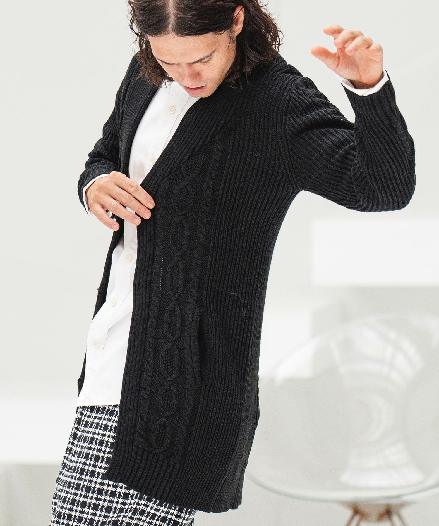 【美品】45R　カーディガン　ショールカラー　カウチン　ガウン　フェアアイル ボイルジャカード ショールカラーカーディガン | maison TOMORROWLAND