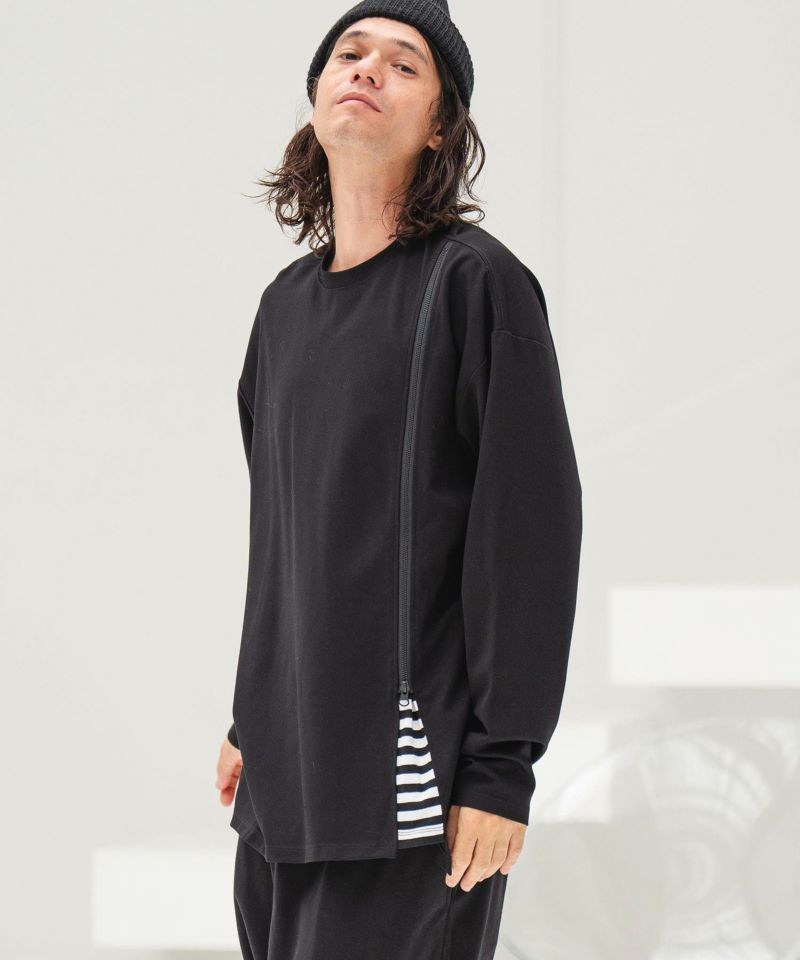 CAMBIO(カンビオ)】Zipper Design Long Sleeve Cut sew カットソー