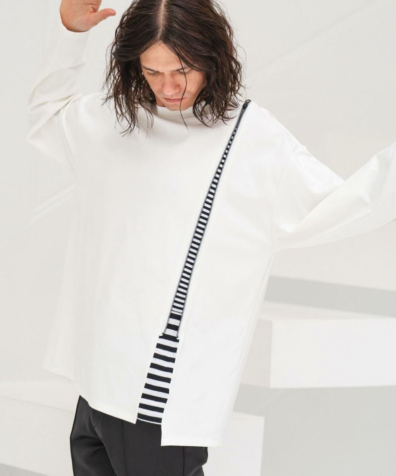 CAMBIO(カンビオ)】Zipper Design Long Sleeve Cut sew カットソー