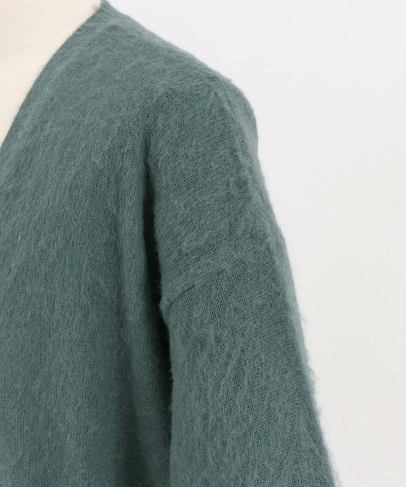 Kinema モヘア混カーディガン Khaki Lサイズ 50%OFF【Jih Nunc(ジーヌンク)】モヘアドルマンスリーブカーディガン