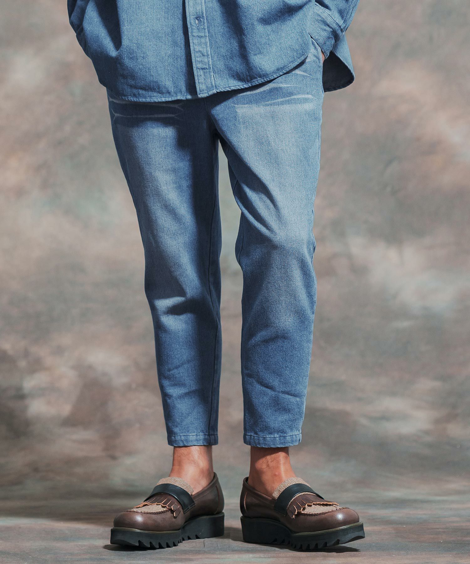 Jih Nunc(ジーヌンク)】テーパードイージーデニムパンツ(JIH 