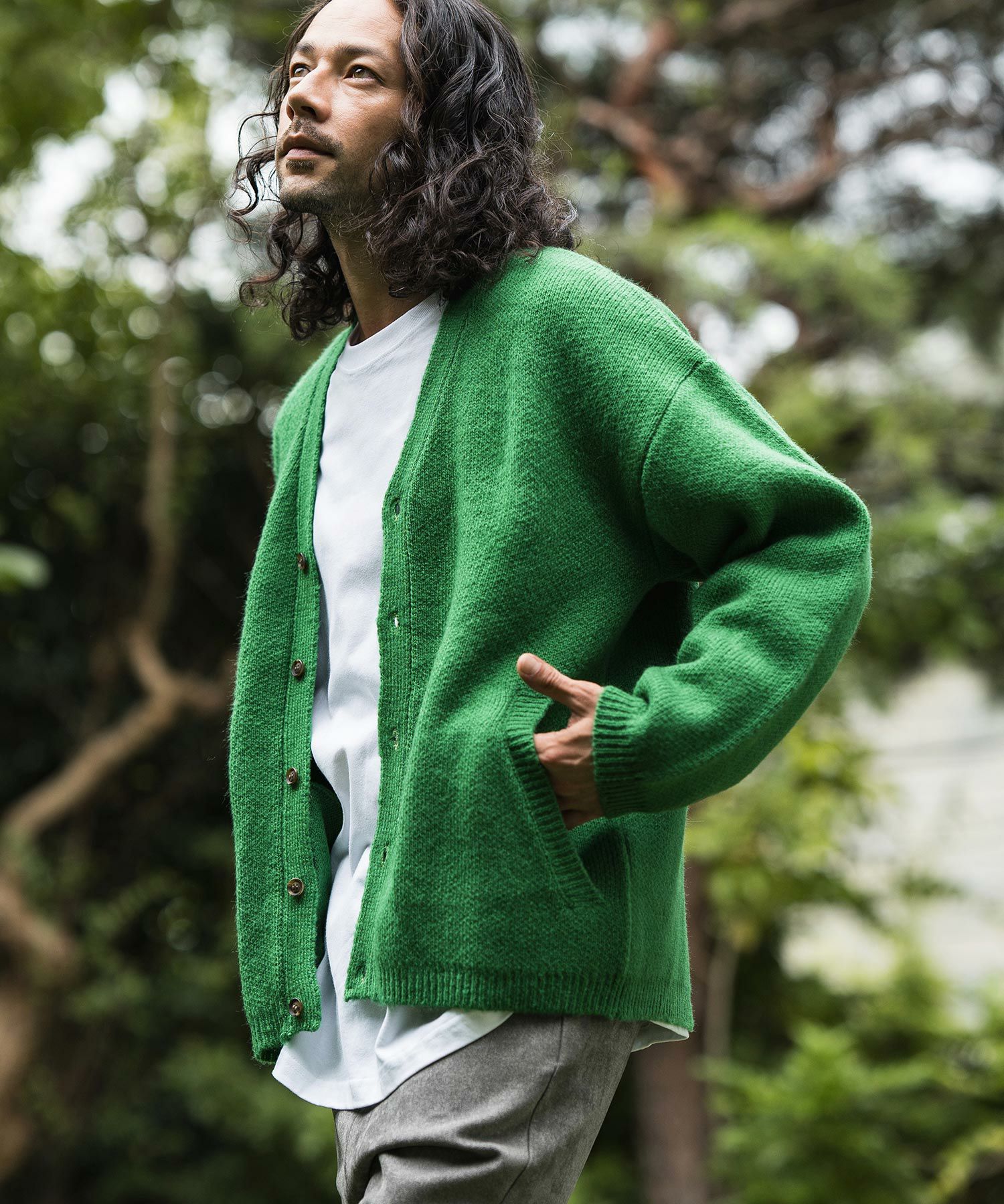 kinema pablo vinci モヘア混カーディガン Khaki Mサイズ