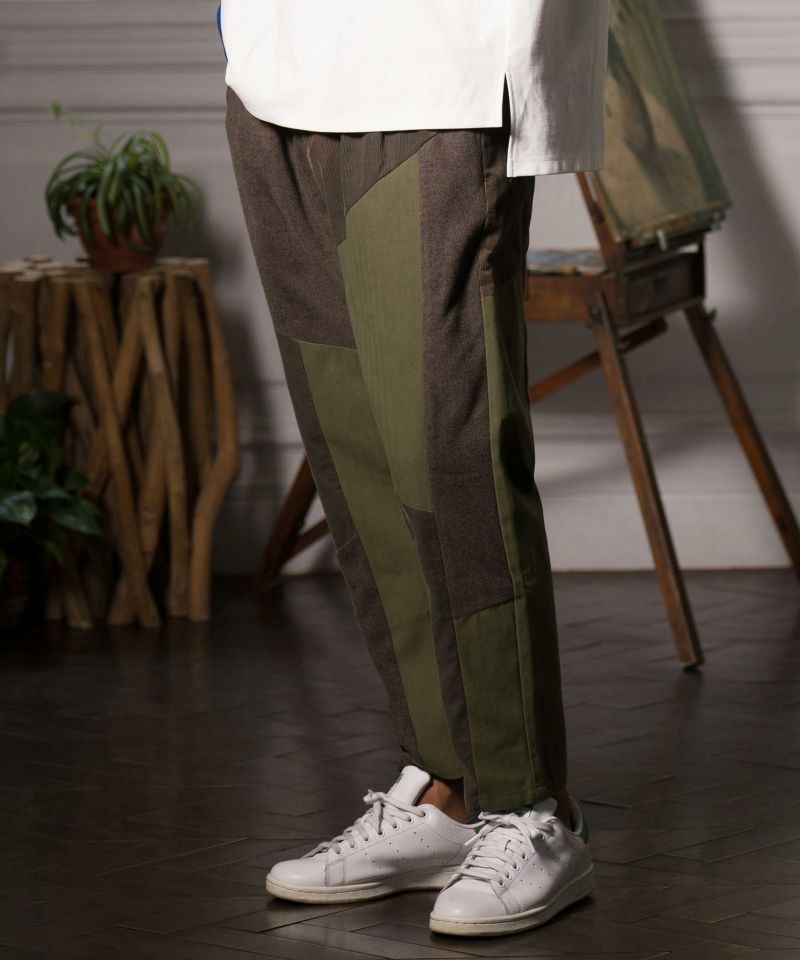 ANGENEHM(アンゲネーム)】Different materials switching design pants 